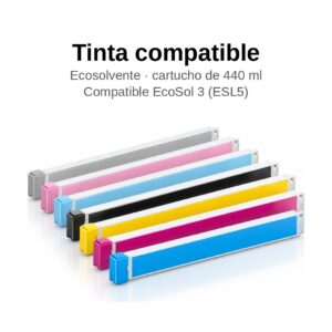 Cartuchos de tinta ecosolvente compatible de 440 ml, compatibles EcoSol 3 (ESL5), en siete colores